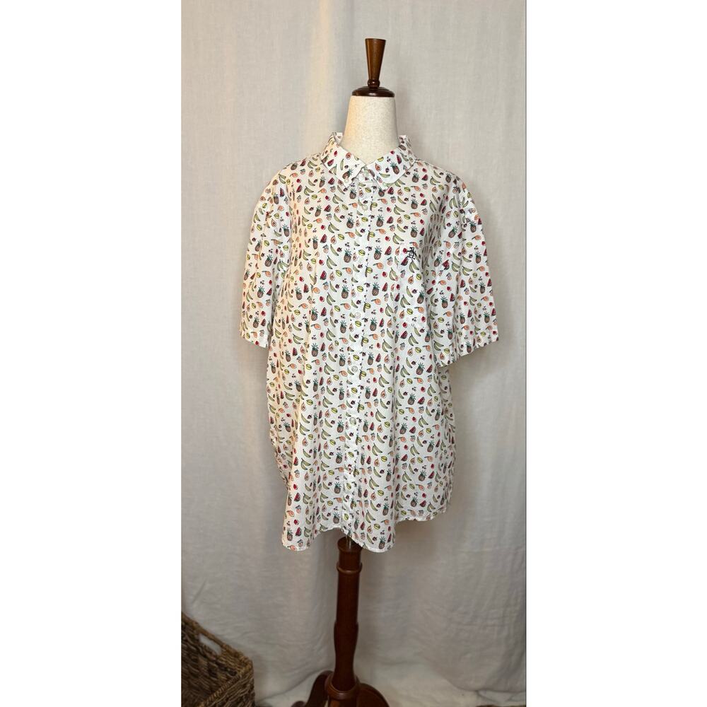 Original Penguin Men’s Fruit Print Short Sleeve Button Down Shirt
Size XXL